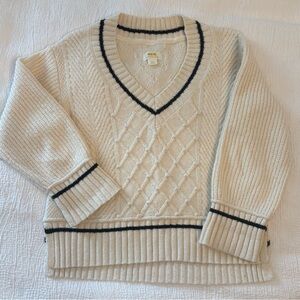 Maeve Tillie V-Neck Sweater Cream with Black